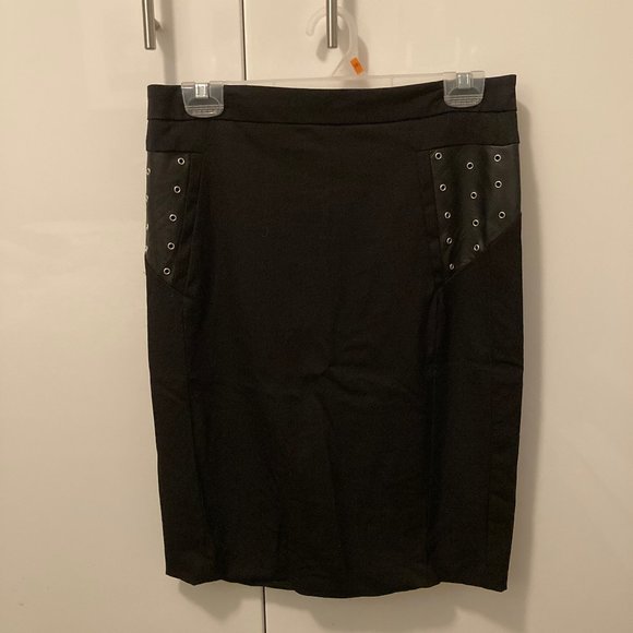 Kooples Pencil Skirt, Black with Hip-Rivet Details - Picture 5 of 5